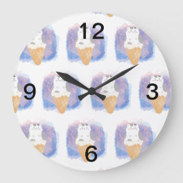 Ice Cream Cat waterverf Grote Klok