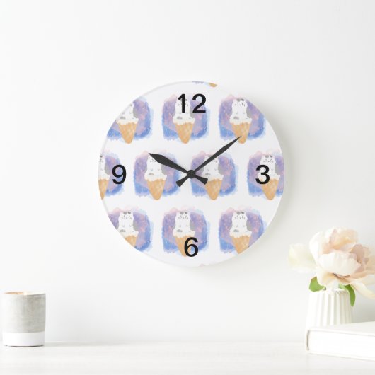 Ice Cream Cat waterverf Grote Klok (Huis)