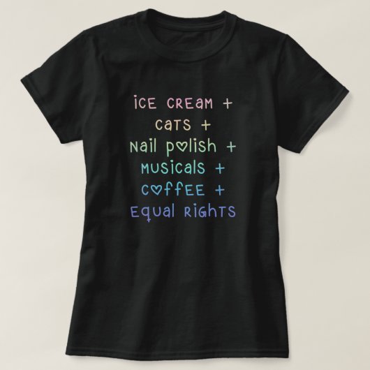 "Ice Cream & Cats & Nail Poland & Equal Rights" T-shirt (Design voorkant)