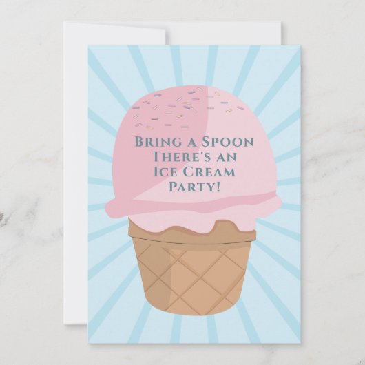 Ice Cream Celebration Party Birthday Invitation Kaart (Voorkant)