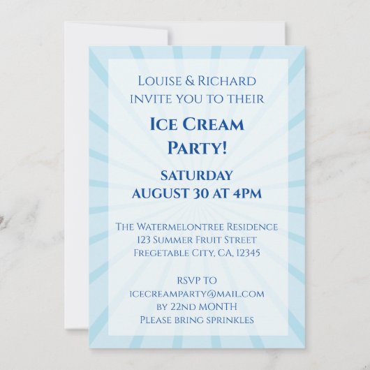 Ice Cream Celebration Party Birthday Invitation Kaart (Achterkant)