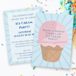 Ice Cream Celebration Party Birthday Invitation Kaart