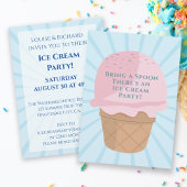 Ice Cream Celebration Party Birthday Invitation Kaart