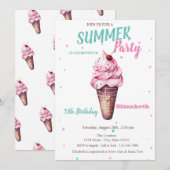 Ice cream Cherry Zomer Verjaardag Kaart (Voorkant / Achterkant)