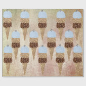 Ice Cream Chocolade Blauw Metallic Roos Goud Linne Cadeaupapier (Vlak)