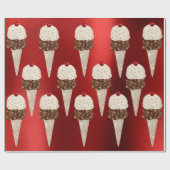 Ice Cream Chocolade Metallic Bourgogne Ruby Ivory Cadeaupapier (Vlak)