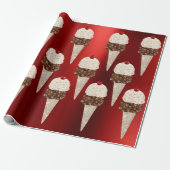 Ice Cream Chocolade Metallic Bourgogne Ruby Ivory Cadeaupapier (Uitgerold)