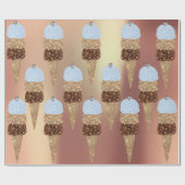 Ice Cream Chocolate Blue Metallic Roos Gold Cadeaupapier (Vlak)