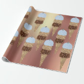 Ice Cream Chocolate Blue Metallic Roos Gold Cadeaupapier (Uitgerold)