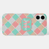 Ice-Cream Colors Checked Personalised Case-Mate iPhone Case (Achterkant (horizontaal))