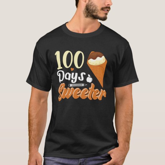 Ice Cream Cone 100 Days Of School Teachers Girls B T-shirt (Voorkant)