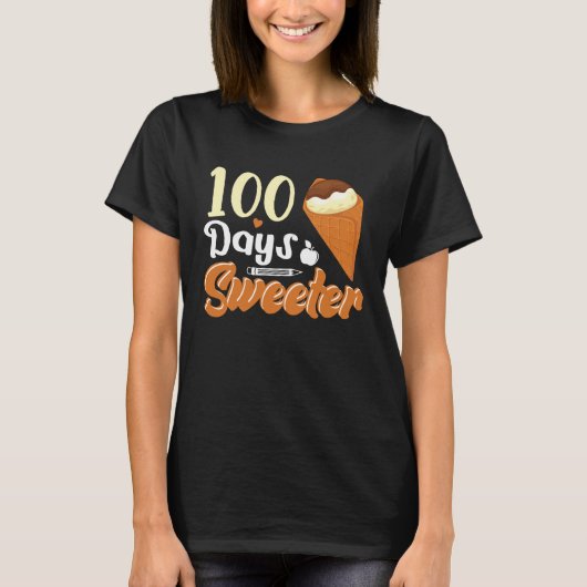 Ice Cream Cone 100 Days Of School Teachers Girls B T-shirt (Voorkant)