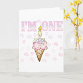Ice Cream Cone 1st Birthday Tshirts Kaart (Gele Bloem)