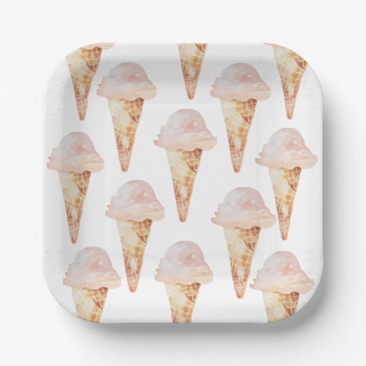 Ice Cream Cone 7" Vierkant Papier Bord (Voorkant)