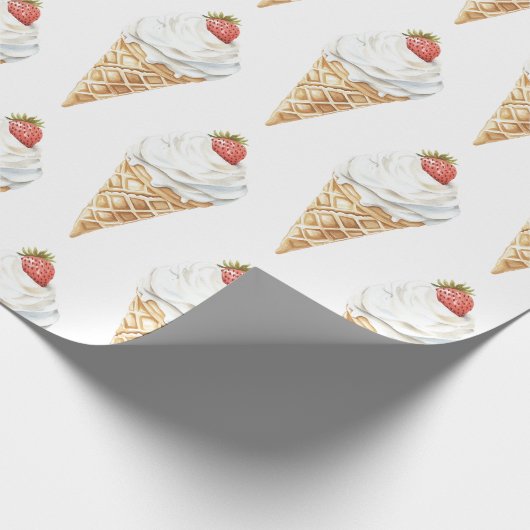 Ice Cream Cone Aardbei Verjaardag Cadeaupapier (Hoek)