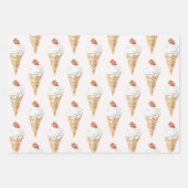 Ice Cream Cone Aardbei Verjaardag Inpakpapier Vel (Voorkant 3)