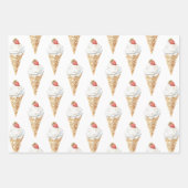 Ice Cream Cone Aardbei Verjaardag Inpakpapier Vel (Voorkant)