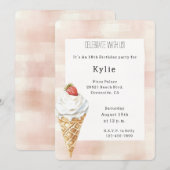 Ice Cream Cone Aardbei Verjaardag Kaart (Voorkant / Achterkant)