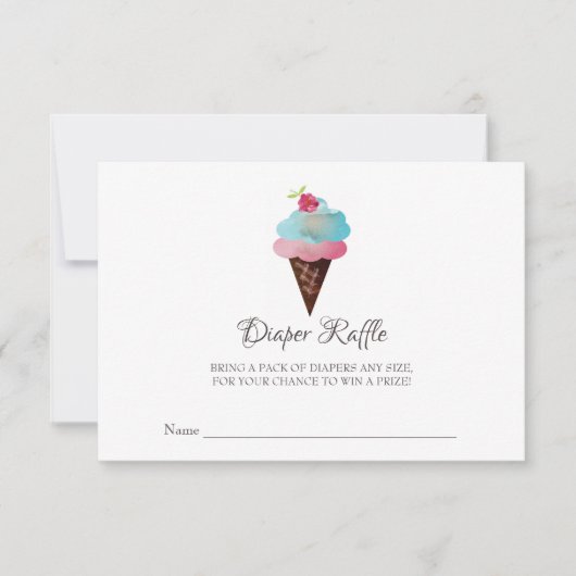 Ice Cream Cone Baby shower Diaper Raffle Kaart (Voorkant)