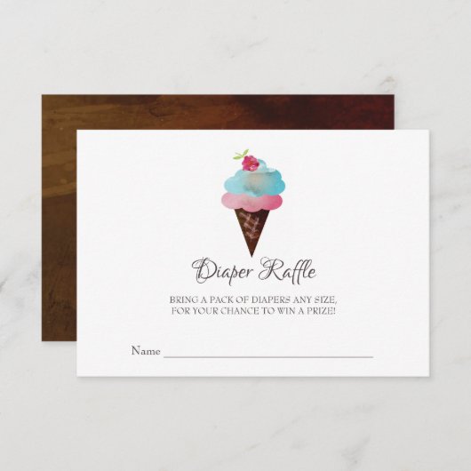 Ice Cream Cone Baby shower Diaper Raffle Kaart (Voorkant / Achterkant)