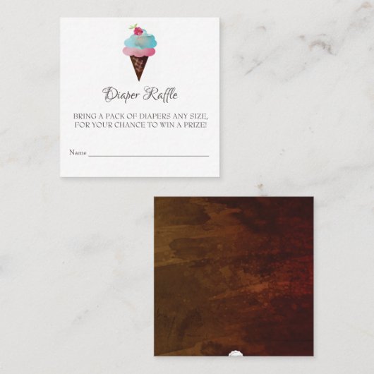 Ice Cream Cone Baby shower Diaper Raffle Ticket (Voorkant / Achterkant)