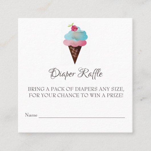 Ice Cream Cone Baby shower Diaper Raffle Ticket (Voorkant)