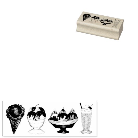 Ice Cream Cone Banaan Split Milkshake Sundae Rubberstempel (Gestempeld)
