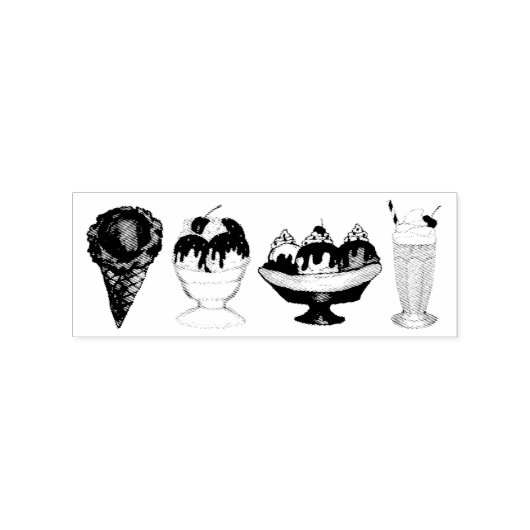 Ice Cream Cone Banaan Split Milkshake Sundae Rubberstempel (Afrduk)