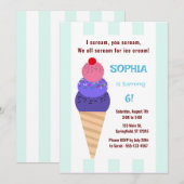 Ice Cream Cone Birthday Kaart (Voorkant / Achterkant)