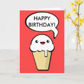 Ice Cream Cone Birthday Kaart (Gele Bloem)