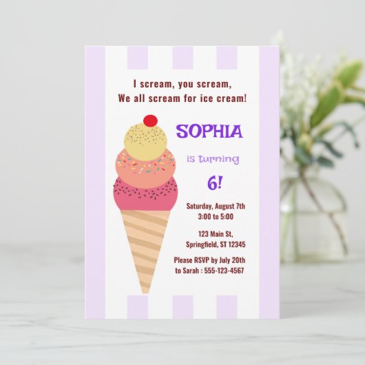 Ice Cream Cone Birthday  Kaart (Staand voorkant)