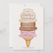 Ice Cream Cone Birthday Party Invitation Kaart (Voorkant)