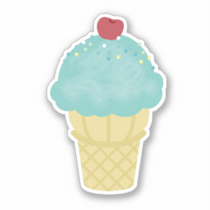Ice Cream Cone Blauw Sticker