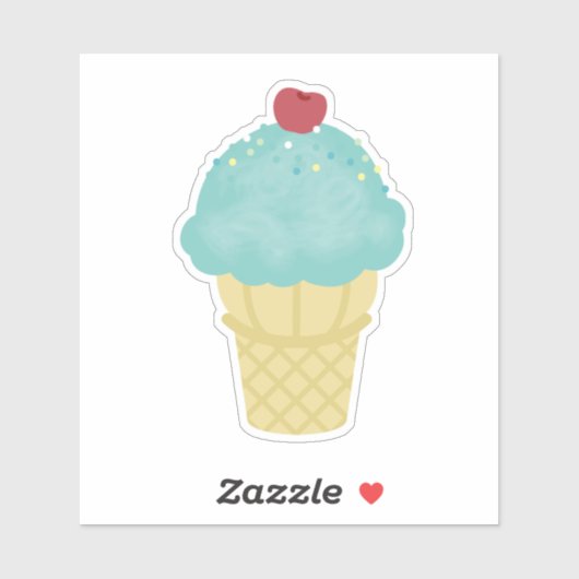 Ice Cream Cone Blauw Sticker (Vel)