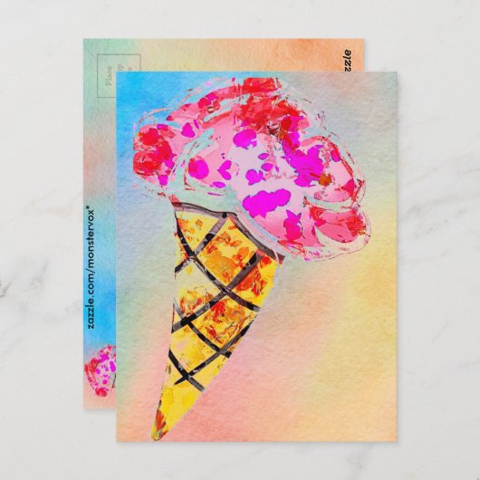 Ice Cream Cone Briefkaart (Voorkant / Achterkant)