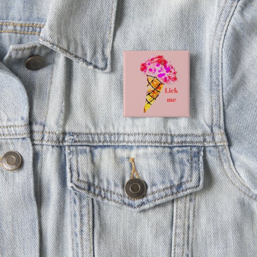 Ice Cream Cone-Button Vierkante Button 5,1 Cm (In situ)