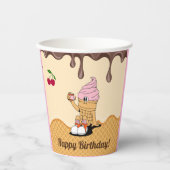 Ice Cream Cone Characters Party Decor Papieren Bekers (Voorkant)