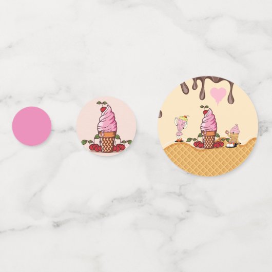 Ice Cream Cone Characters Party Table Confetti (Voorkanten)