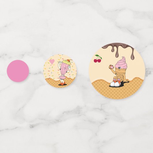 Ice Cream Cone Characters Party Table Confetti (Achterkanten)