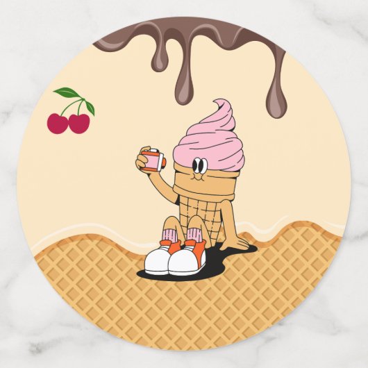 Ice Cream Cone Characters Party Table Confetti (Grote achterkant)