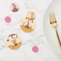Ice Cream Cone Characters Party Table Confetti