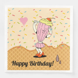 Ice Cream Cone Characters Party Table Confetti Servet