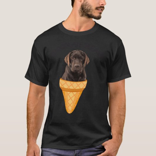 Ice Cream Cone Chocolade Labrador Retriever Dog Pu T-shirt (Voorkant)