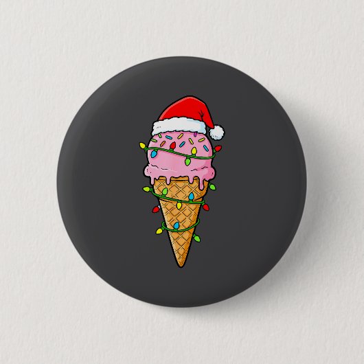 Ice Cream Cone Christmas Lights Santa Hat Food Xma Ronde Button 5,7 Cm (Voorkant)