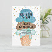 Ice Cream Cone Confetti Boy First Birthday Kaart (Staand voorkant)