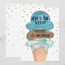 Ice Cream Cone Confetti Boy First Birthday