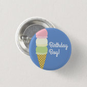Ice Cream Cone Cute 1st Birthday Button Pin (Voorkant /achterkant)
