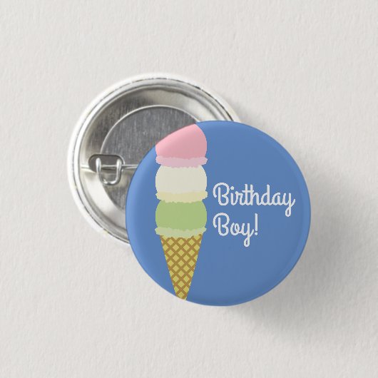 Ice Cream Cone Cute 1st Birthday Button Pin (Voorkant /achterkant)