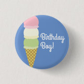 Ice Cream Cone Cute 1st Birthday Button Pin (Voorkant)