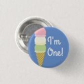 Ice Cream Cone Cute 1st Birthday Button Pin (Voorkant /achterkant)